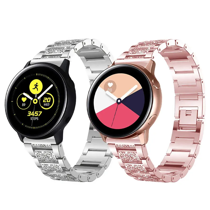 

Браслет металлический со стразами для Samsung Galaxy Watch 4/Classic/Active 2 42 мм 46 мм 40 мм 44 мм, браслет для huawei gt 2-2e-3-pro 20 мм 22 мм