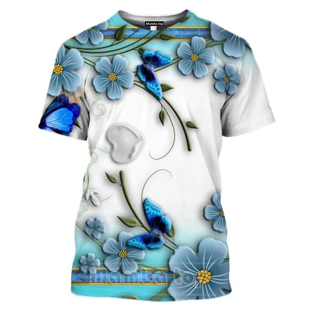 

3D Printing T-Shirt Men's Women's Insect Butterfly Round Neck Short Sleeve Street Fashion Loose Oversized T-Shirt 6XL