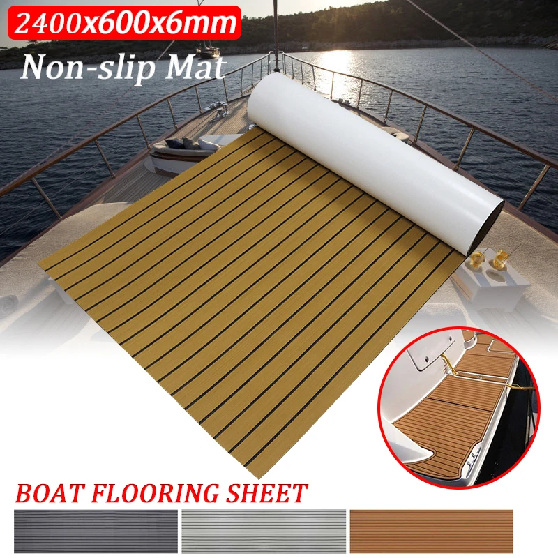 

Yacht Flooring Anti Skid Mat Self Adhesive Vehicle Pad EVA Foam Faux Teak Boat Decking Mat Brown Deck Sheet