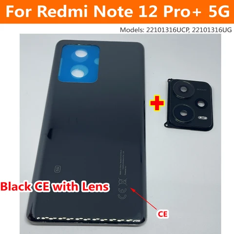 Оригинальная Задняя стеклянная крышка корпуса AAA для Xiaomi Redmi Note 12 Pro + задняя крышка для аккумулятора телефона + рамка для объектива камеры