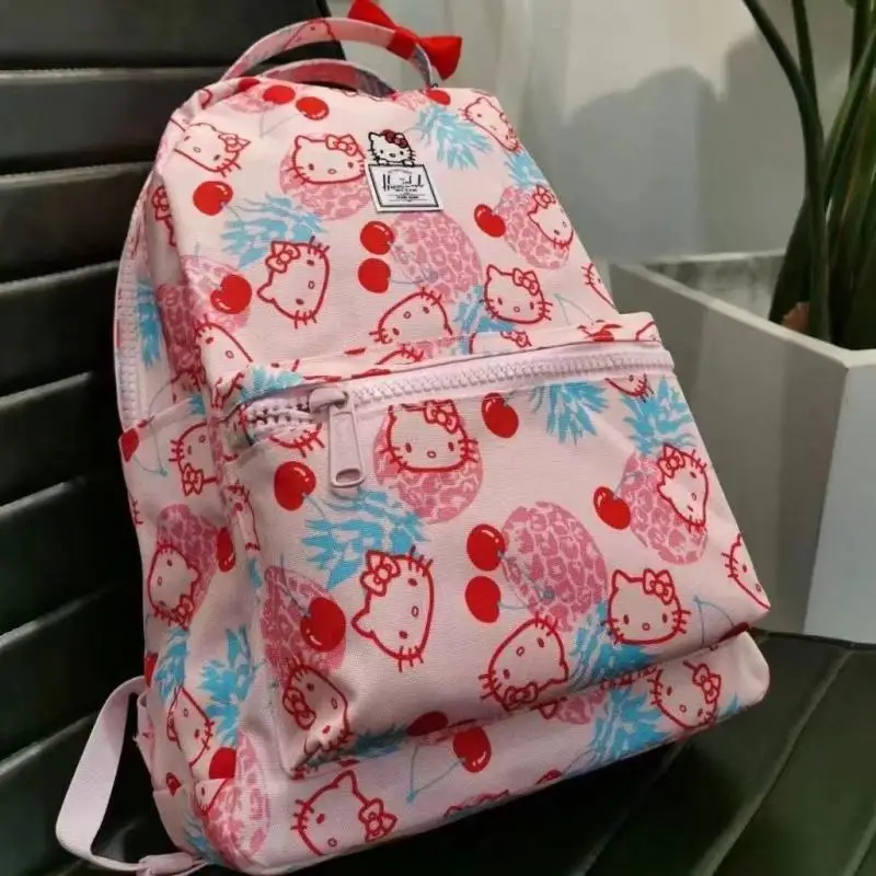 

Рюкзак Hello Kitty для девочек, милый розовый ранец для кампуса с аниме Sanrio, вместительная школьная сумка, сумка для ноутбука, подарок для девушек