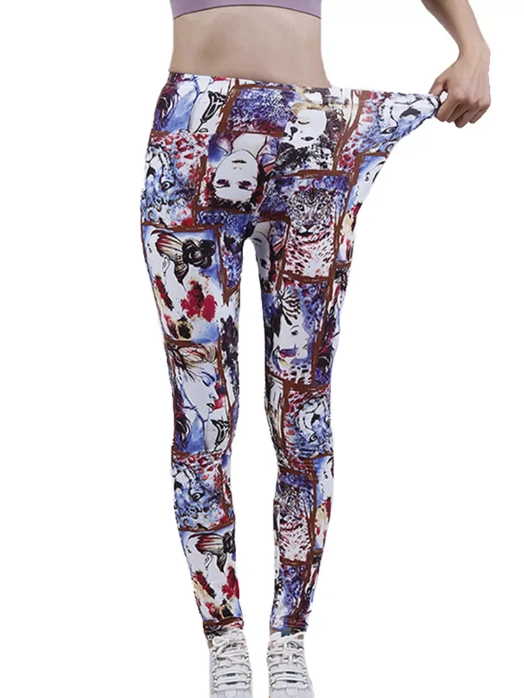 

New women roupas femininas pants gymWomen Comic Leggings Cartoon Printed high Stretch Girls Legging Punk Rock Disco Pants Even