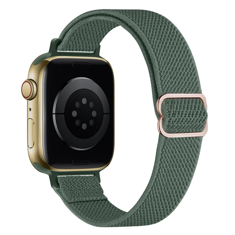 

Slim Stretchy Strap For Apple Watch Band 41mm 40mm 49mm 44mm 45mm 38mm 42mm Nylon loop bracelet Iwatch Series 7 SE 6 5 3 8 Ultra