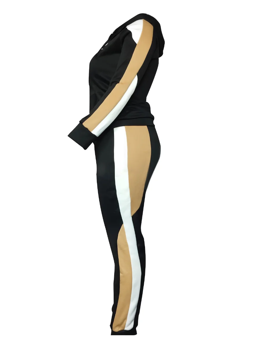 LW размера плюс комплект из двух предметов с капюшоном воротником полосатый