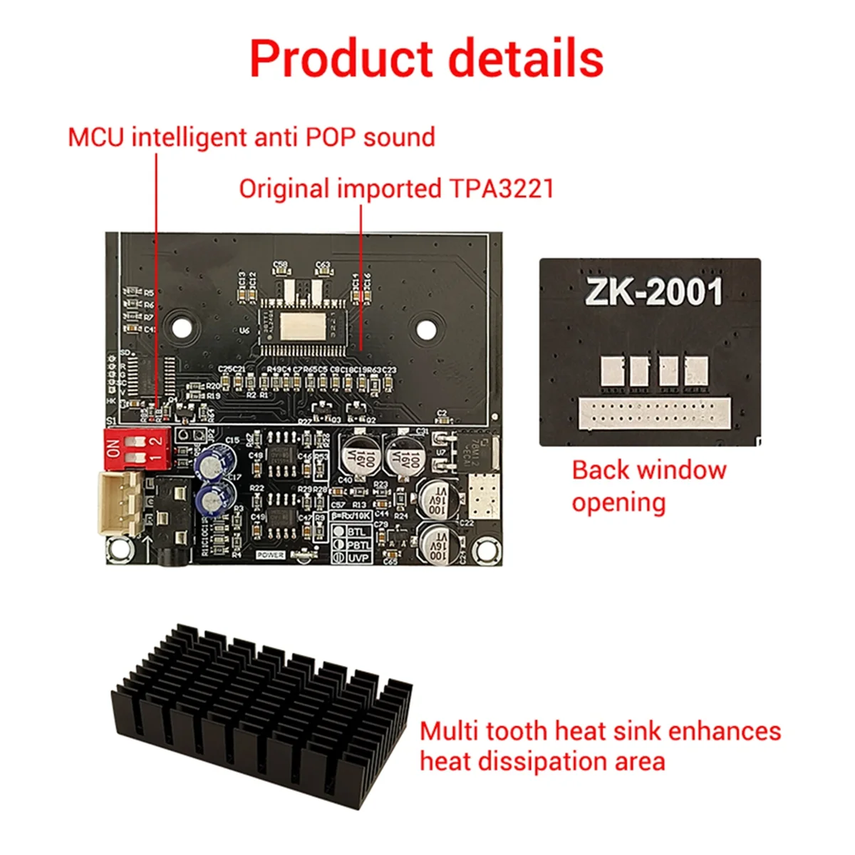 Двухканальный цифровой усилитель ZK-2001 TPA3221 100WX2