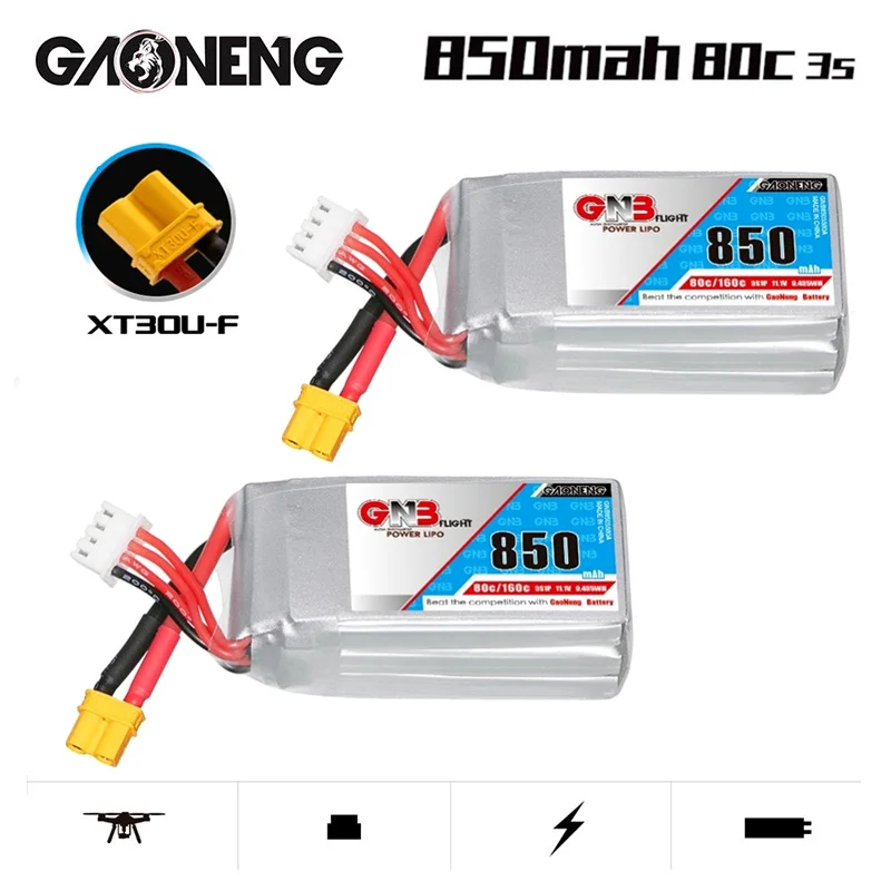 

GNB 3S 11,1 V Lipo батарея 850mAh 80C/160C с XT30U-F разъемом для FPV 180CFX 3D квадрокоптера гоночного дрона