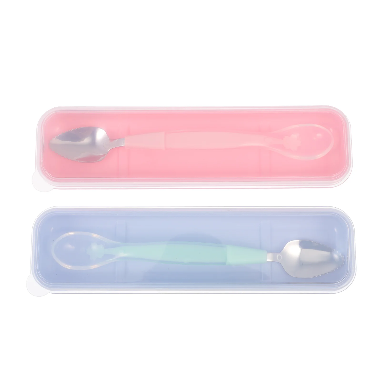 

2 Set Silicone Utensil Rest Spoon Fruit Spoons Peel Zigzag Infant Scraping Baby Utensils Adorable Dessert