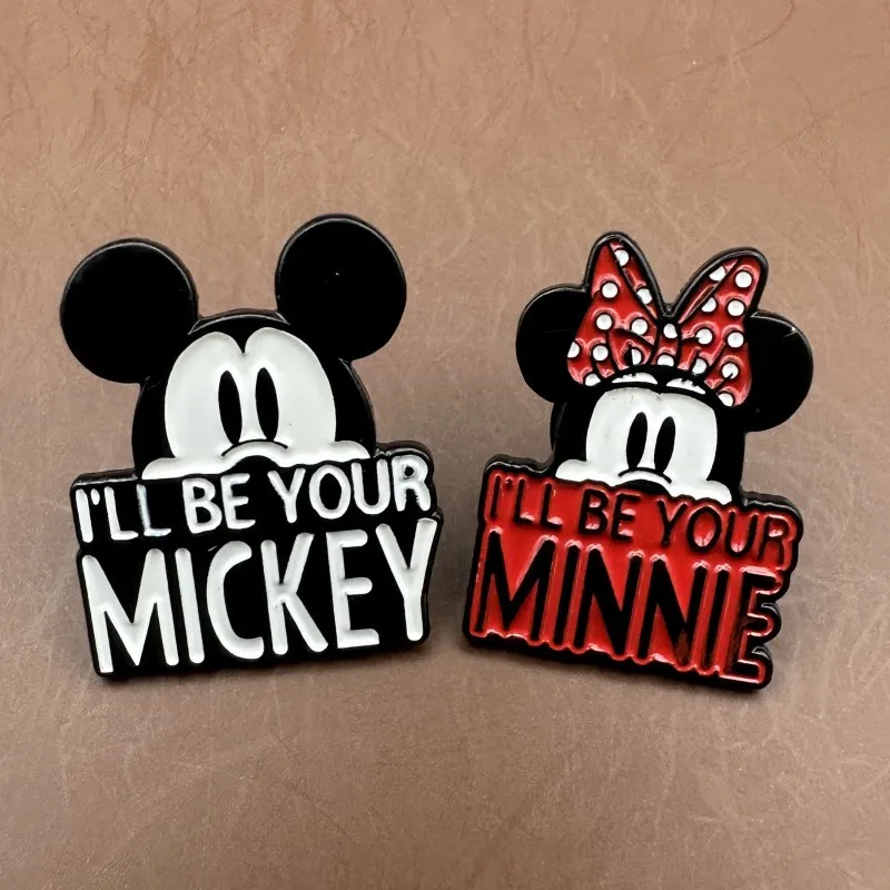 

Cartoon Mickey Minnie Metal Emblem Lapel Pins Women's Accessories Men's Clothing Decoration Couple Brooches Cute Gift