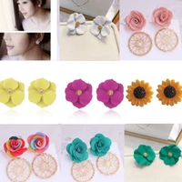 flower earrings sets retro red rose sunflower earrings for women girls daily life wear bridal wedding party jewelry accessories