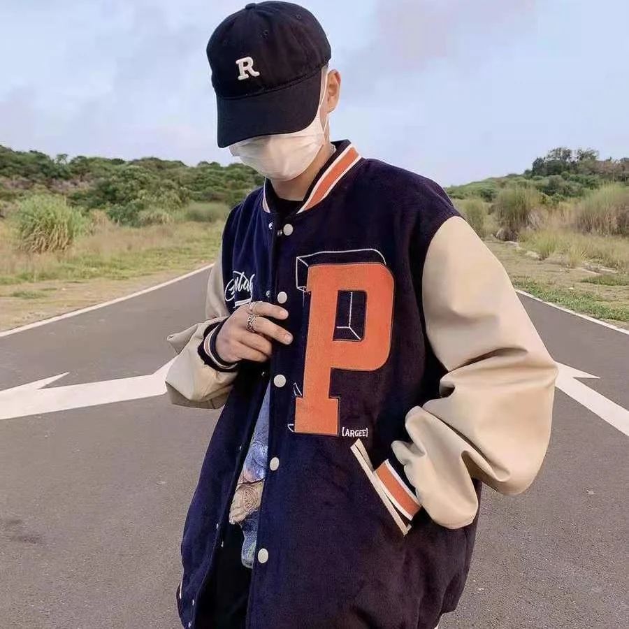 Куртка Женская бейсбольная модный бомбер контрастных цветов в стиле колледжа