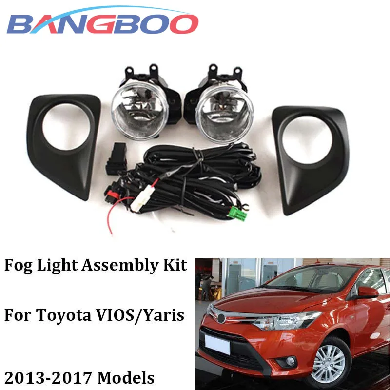 

1 комплект, Автомобильные противотуманные светильник ры, комплект противотуманных фар для Toyota Vios, для Yaris Sedan 2013, 2014, 2015, 2016, 2017 с проводным переключателем