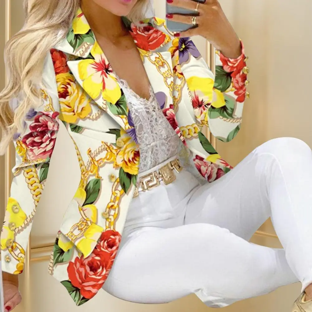 

Regular Length Autumn Winter Flower Pattern Office Lady Suit Jacket Workwear