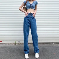 baggy jeans clothing mom fit straight flared loose jean with belt female 2021 summer new casual fashion women new denim pants