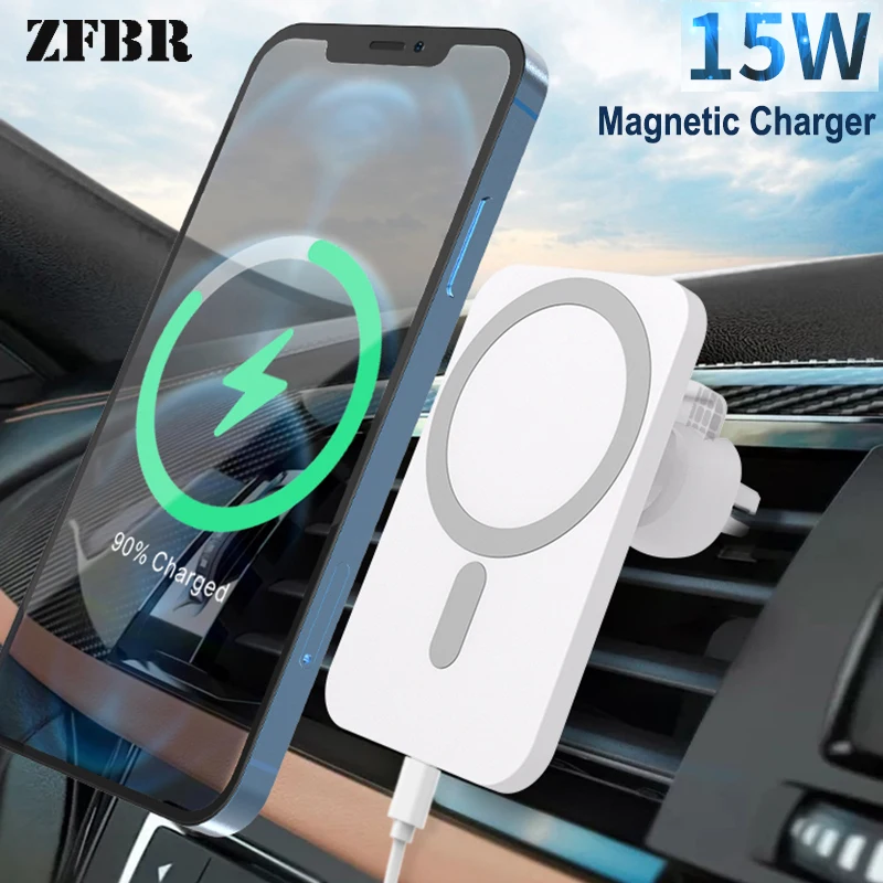 

New 15W car magnetic wireless charger QI standard fast charging mobile GPS stand phone charger for iphone 11 12 13 pro max mini