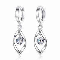 silver color zircons gold ear buckle white hoop earring water drop earring fashion jewelry