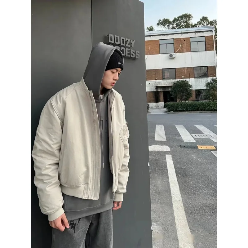 

Мужская осенняя куртка, новый стиль, темпераментная модная винтажная однотонная Свободная Повседневная Уличная бейсбольная куртка