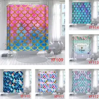 Colorful Fish Scales Shower Curtain Geometric Bath Mat Set Waterproof High Quality Carpets Toilet Rugs Bath Curtains With Hooks
