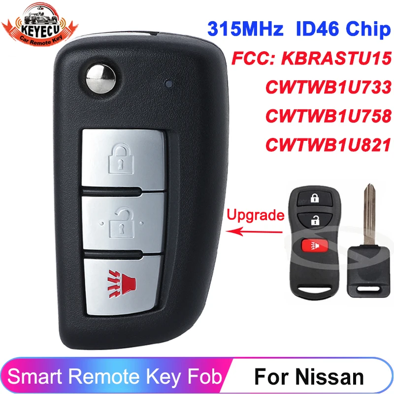 KEYECU chiave remota modificata 315MHz ID46 Chip per Nissan Versa Xterra per Infiniti FX35 FX45 kbravu15 muslimatexfob