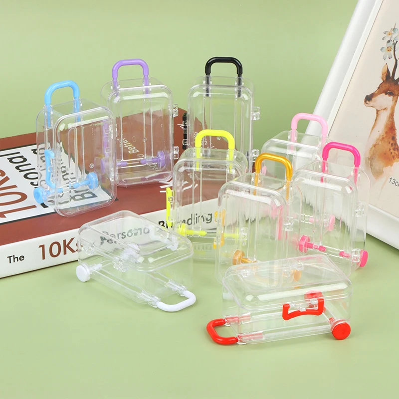 

1Pc 5*7cm Candy Box Dollhouse Mini Suitcase Trolley Luggage Handbag Model Decor Doll Decor Accessories