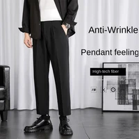 spot goods casual small trousers mens loose straight summer new mens ankle length pants long pants suit pants2122 p35