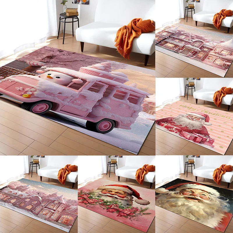 Домашний декор Розовый Автомобильный Замок с принтом Санта-Клауса ковер для