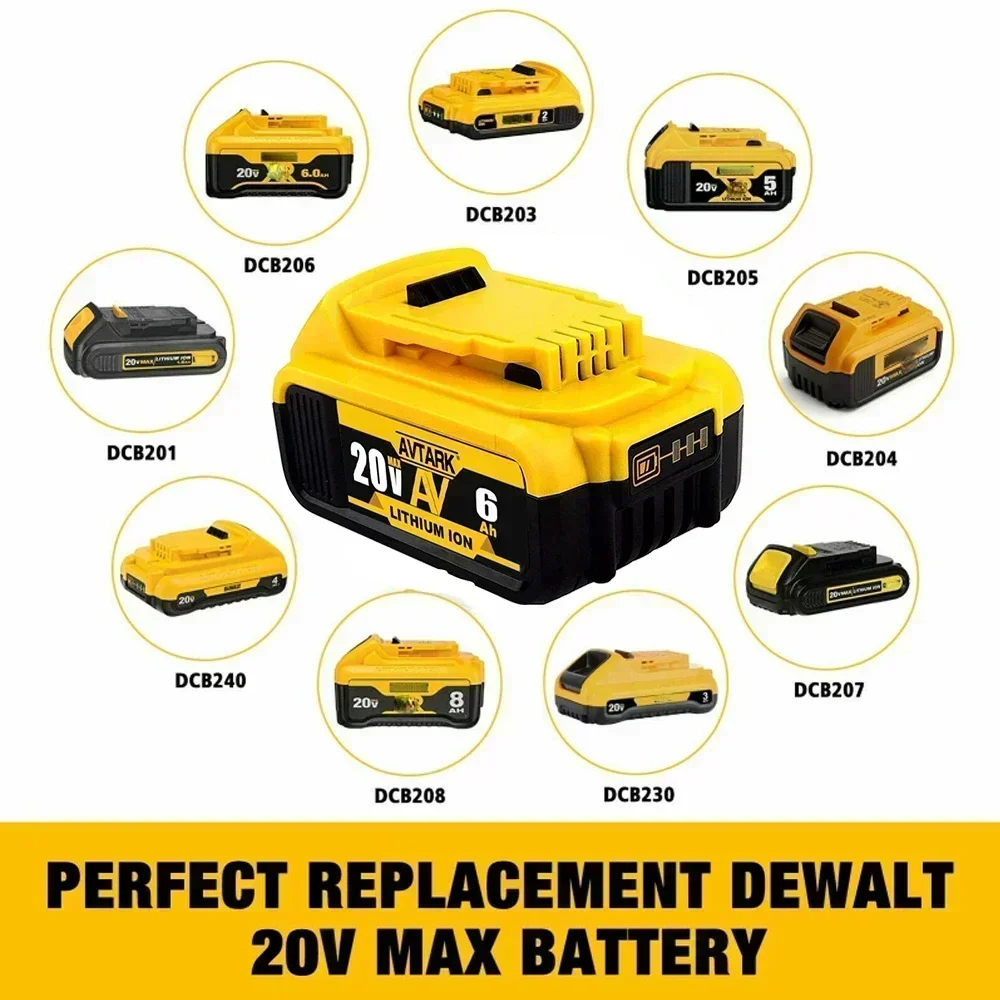 Фото 2023 Обновление аккумулятора DCB200 20 В 6000 мАч, зарядное устройство для Dewalt 18 В DCB184 DCB200 DCB182 DCB180 DCB181 DCB182 DCB201 Аккумулятор для инструментов №4