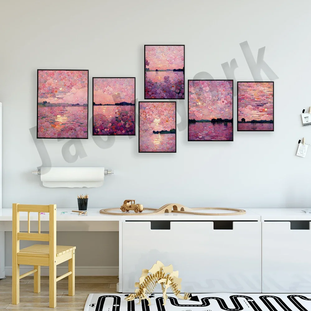 Розовый закат розовое небо Друпкен плакат Aus פר современный домашний декор стен
