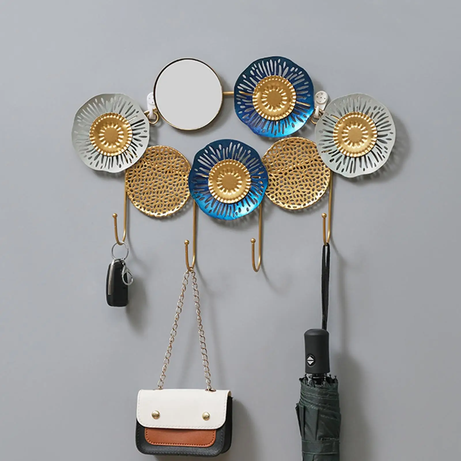 

Multipurpose Storage Rack with 4 Hooks Wall Hanging Hook Organizer Nordic Coat Hanger for Entryway Hats Home Office Umbrellas