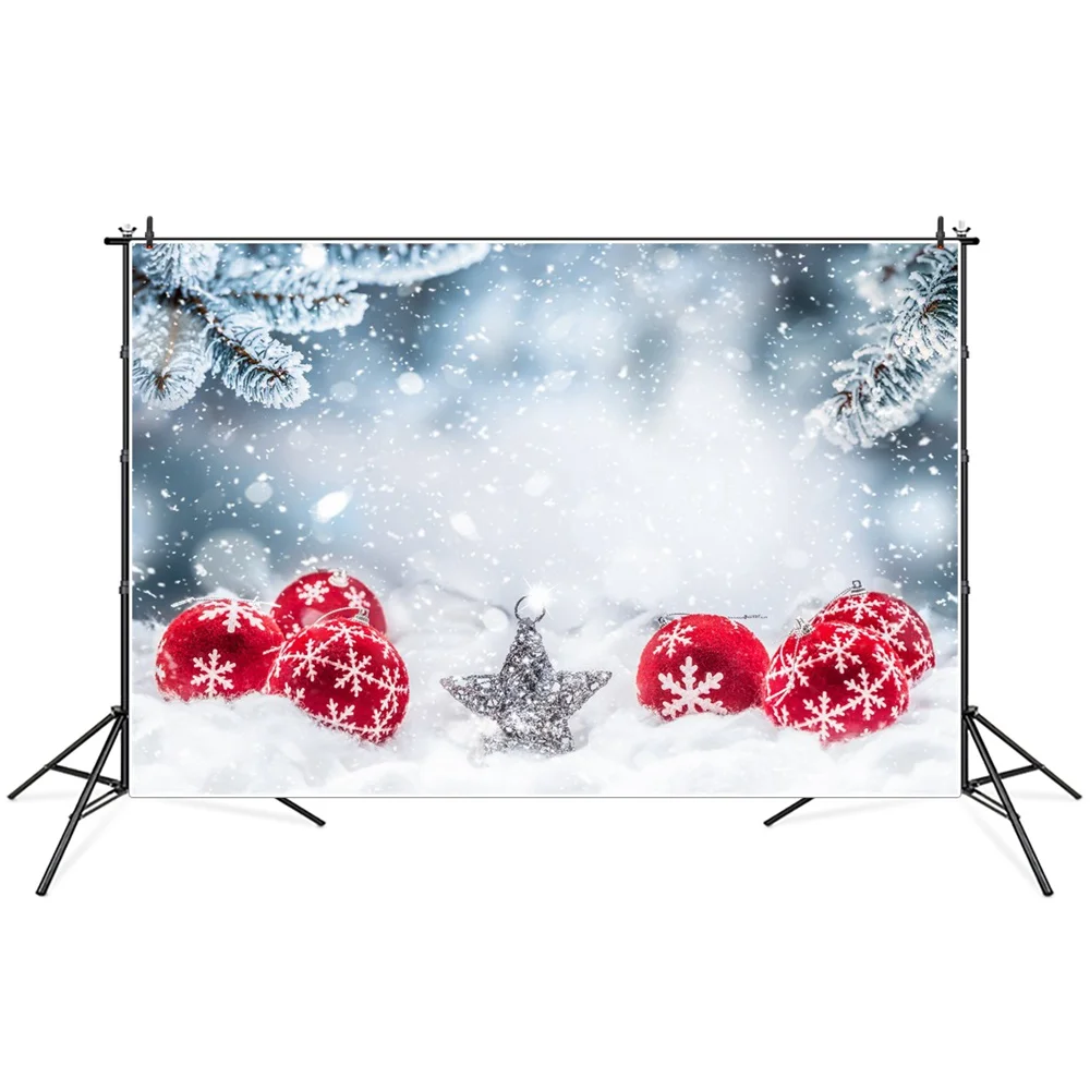 

Красные рождественские шары звезды сосновые жесткие снежинки фотообои под заказ фотообои для украшения дома