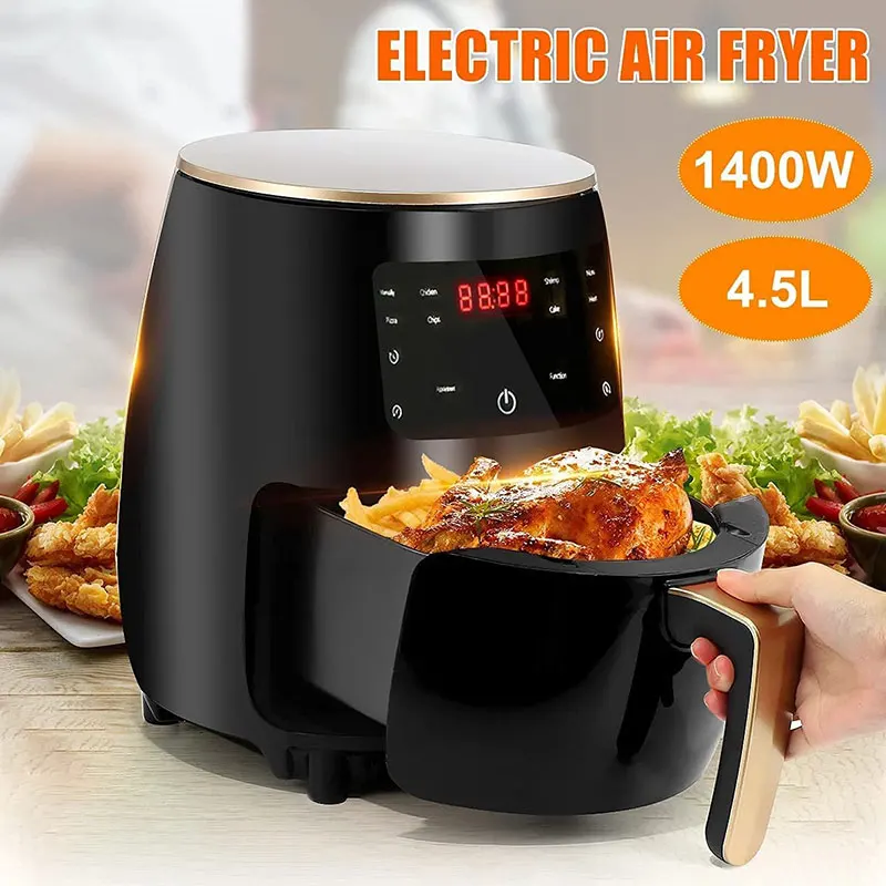 4.5L Smart Air Fryer Oven Electric Deep Fryer Without Oil Home Toaster Rotisserie Dehydrator LED Touch French Fries Machine