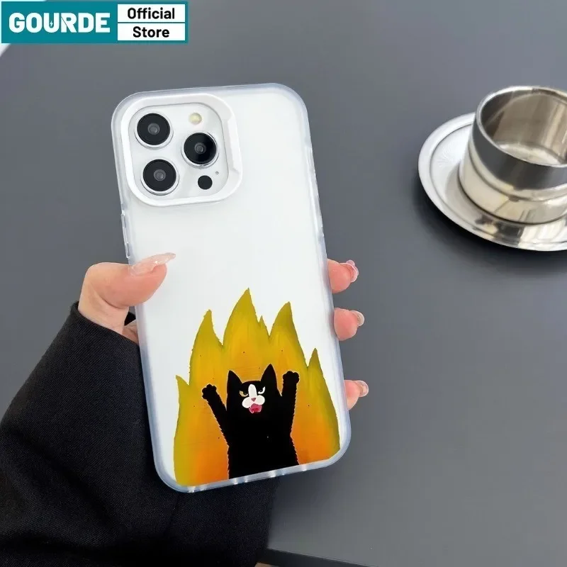 Прозрачный матовый чехол с забавным чехлом Странный кот для Iphone 15 14 12 13 11 Pro Max IP 7 8