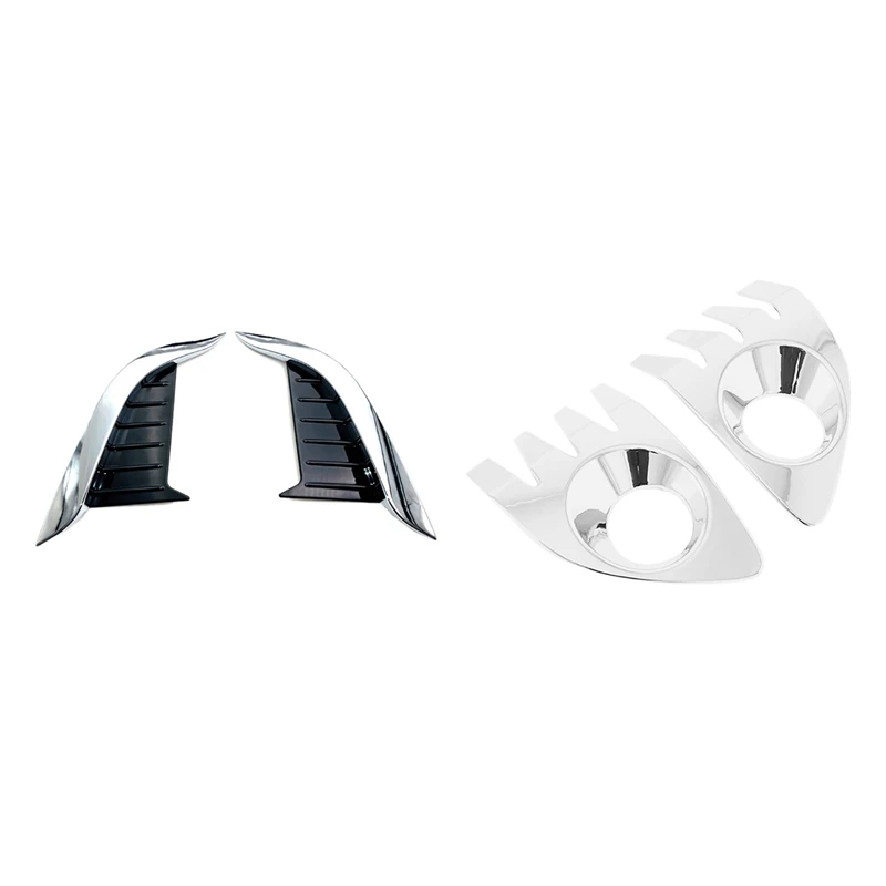 

2 Pairs Car Accessories: 1 Pair Fog Light Lamp Decoration Frame Cover & 1 Pair Front Fog Light Lamp Bezel Cover