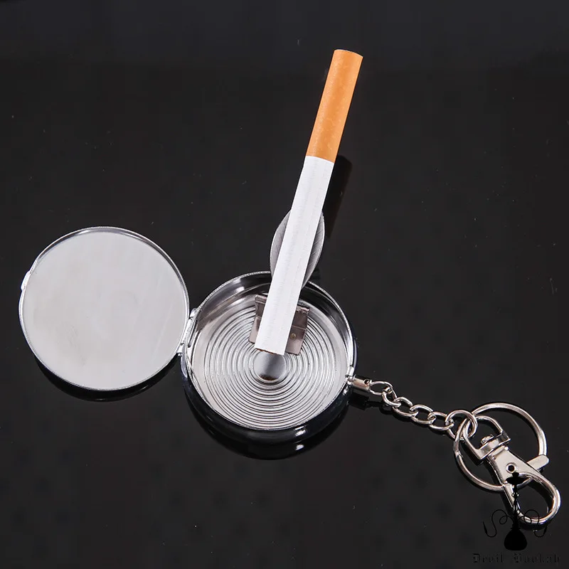 

DEVIL HOOKAH New Hot Sale Portable Creative Boutique Mini Stainless Steel Ashtray with Lid and Keychain Smoking Accessories