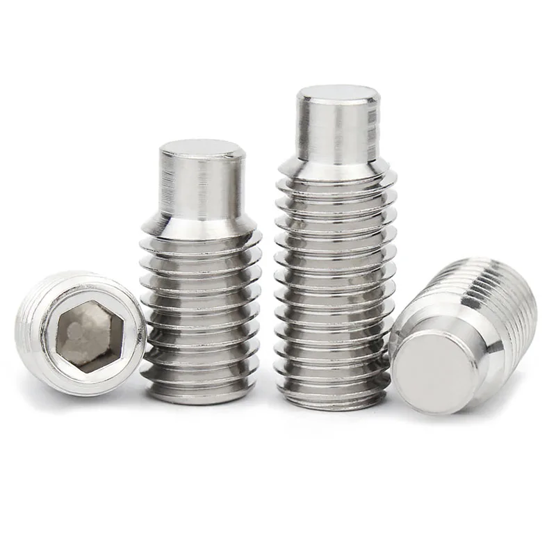 

DIN915 M2.5 M3 M4 M5 M6 M8 M10 M12M16 304 Stainless Steel Allen Hexagon Socket Convex End Grub Headless Bolt Dog Point Set Screw