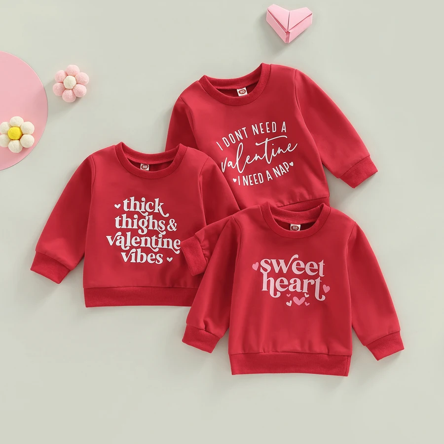 

Valentine Day Baby Girls Sweatshirt Long Sleeve Crew Neck Letters Print Pullover Tops for Newborn Hoodies