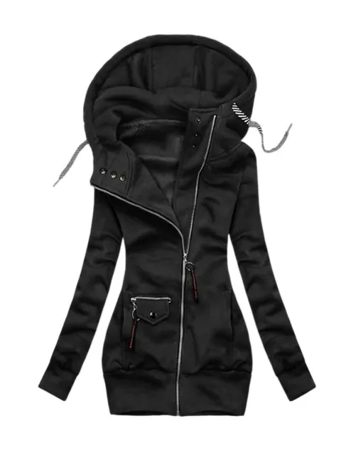 Winter Women Solid Hoodies Sweatshirt Fashion Casual Slim Long Sleeve Hooded Coat Streetwear Zipper Jacket Tops Femme 1