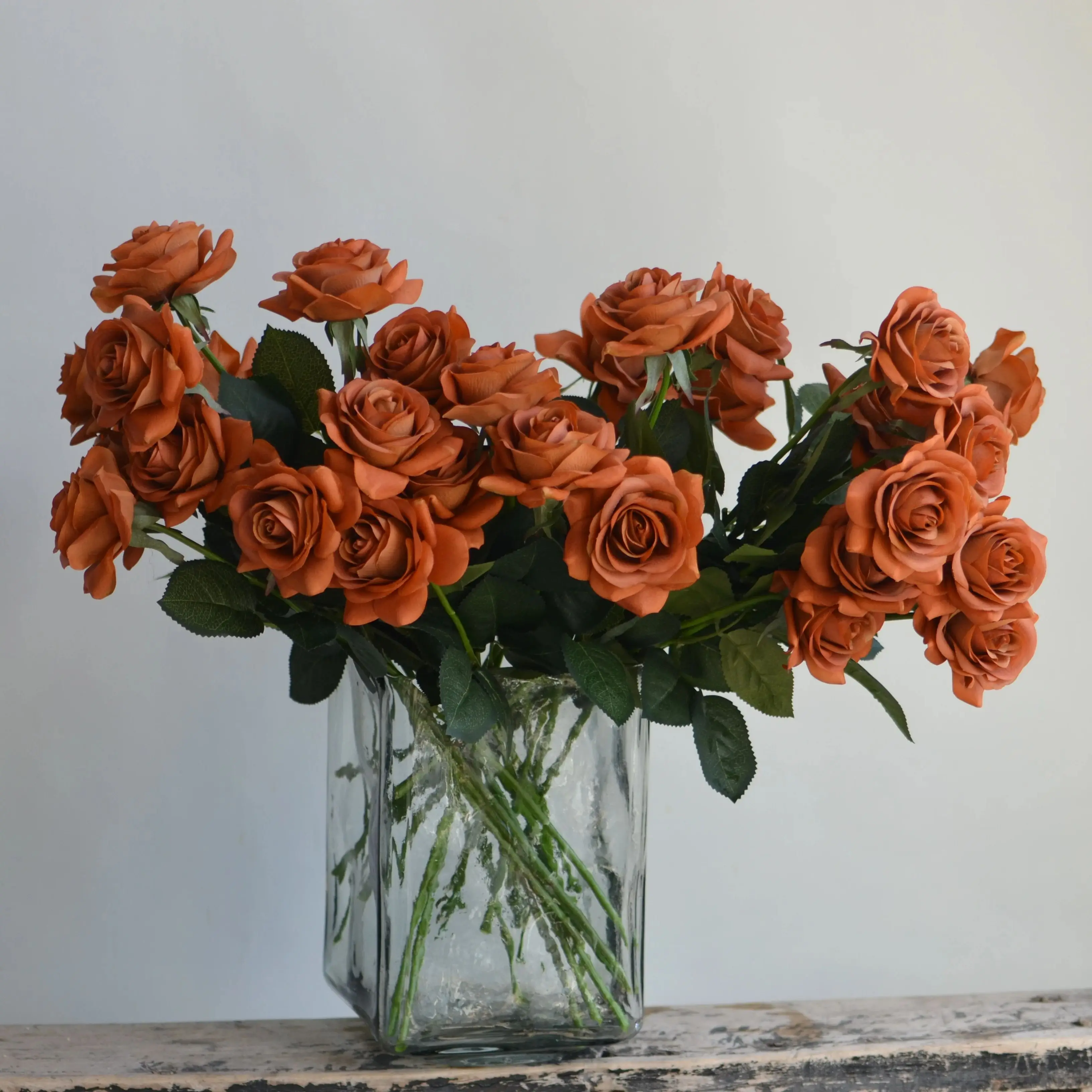 16 &quotсгоревшие оранжевые настоящие на ощупь искусственные розы цветы из