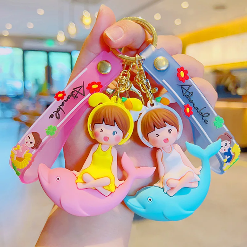 

Creative Cartoon Dolphin Girl Keychain Kawaii Backpack Pendant Girl Accessories Decoration Fashion Men's and Women's Keychains