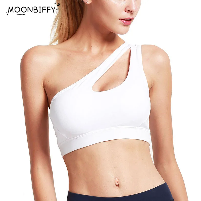 

2022 New Sexy Ladies One-shoulder Bra Anti-sweat Shockproof Sports Bra Breathable Bra Gym Running Crop Tops Fitness Exercise Top