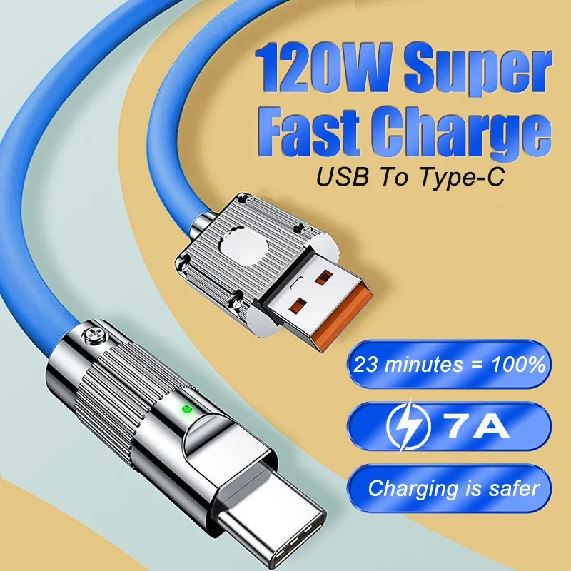 

Сверхбыстрый зарядный кабель USB Type-C, 120 Вт, жидкий силикон для Huawei, Samsung, Xiaomi, Honor Oneplus, Realme, пиксельное зарядное устройство, шнур для передачи данных