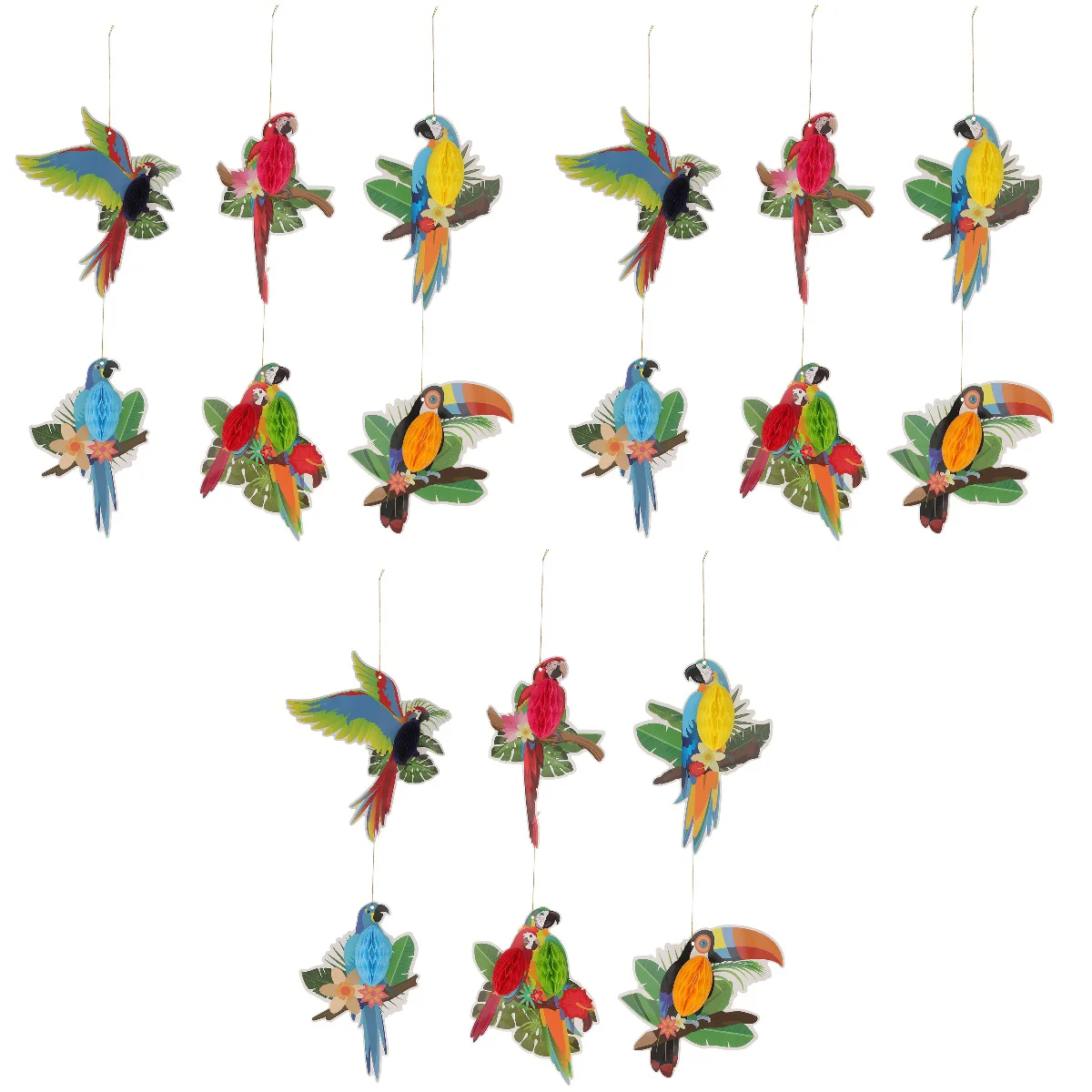 

Party Garland Honeycomb Paper Tropical Hanging Luau Bird Summer Birds Hawaii Ornaments Favor Beach Decor Parrot Honeycombs