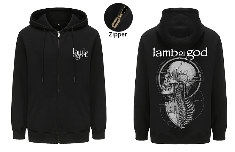 Мужские толстовки на молнии с изображением ягненка Бога рок-группы Повседневная