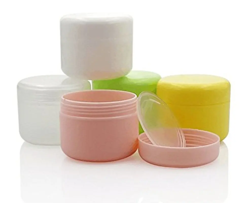 

5Pcs 10g/20g/50g/100g Plastic Empty Makeup Pot Refillable Sample bottles Face Cream Jar Packing Container Travel Bottle