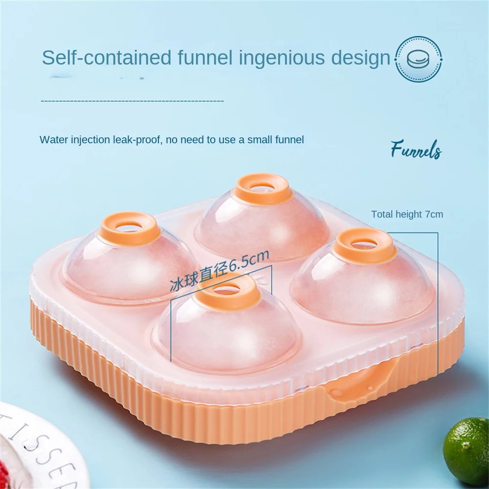 

Convenient Demoulding Spherical Stackable Design With Cover Bar Party Kitchen Ice Box Four Grids Food Grade Round