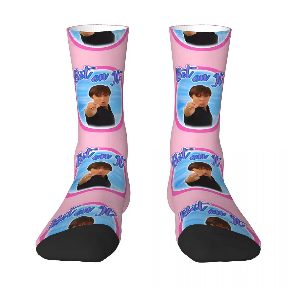 

Troy Bolton Says Bet On It High School Musical Zac Efron Fan Art Sock Socks Men Women Polyester Stockings Customizable Design