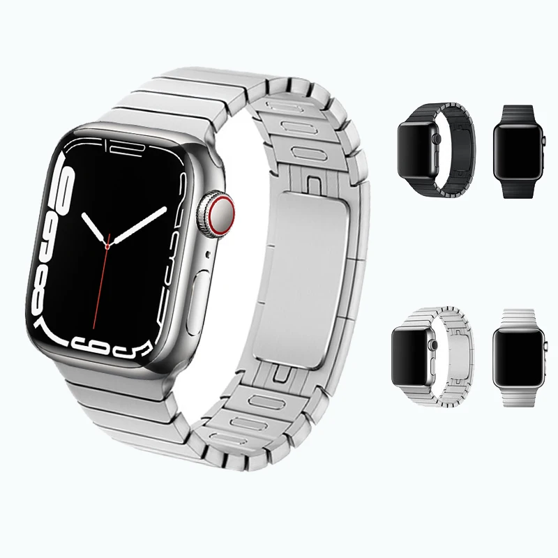 Link Bracelet for Apple Watch band 44mm 40mm 45mm 41mm 42mm 38mm 1:1 316L Stainless Steel metal belt iWatch 5 4 3 se 6 7 strap
