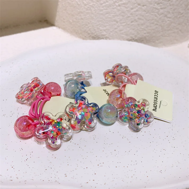 

1 пара, Детская резинка для волос, с цветными блестками