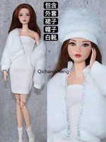 white 16 bjd doll outfits set for barbie clothes fur coat hat boots dress for barbie clothing gown 11 5 dolls accessories toys
