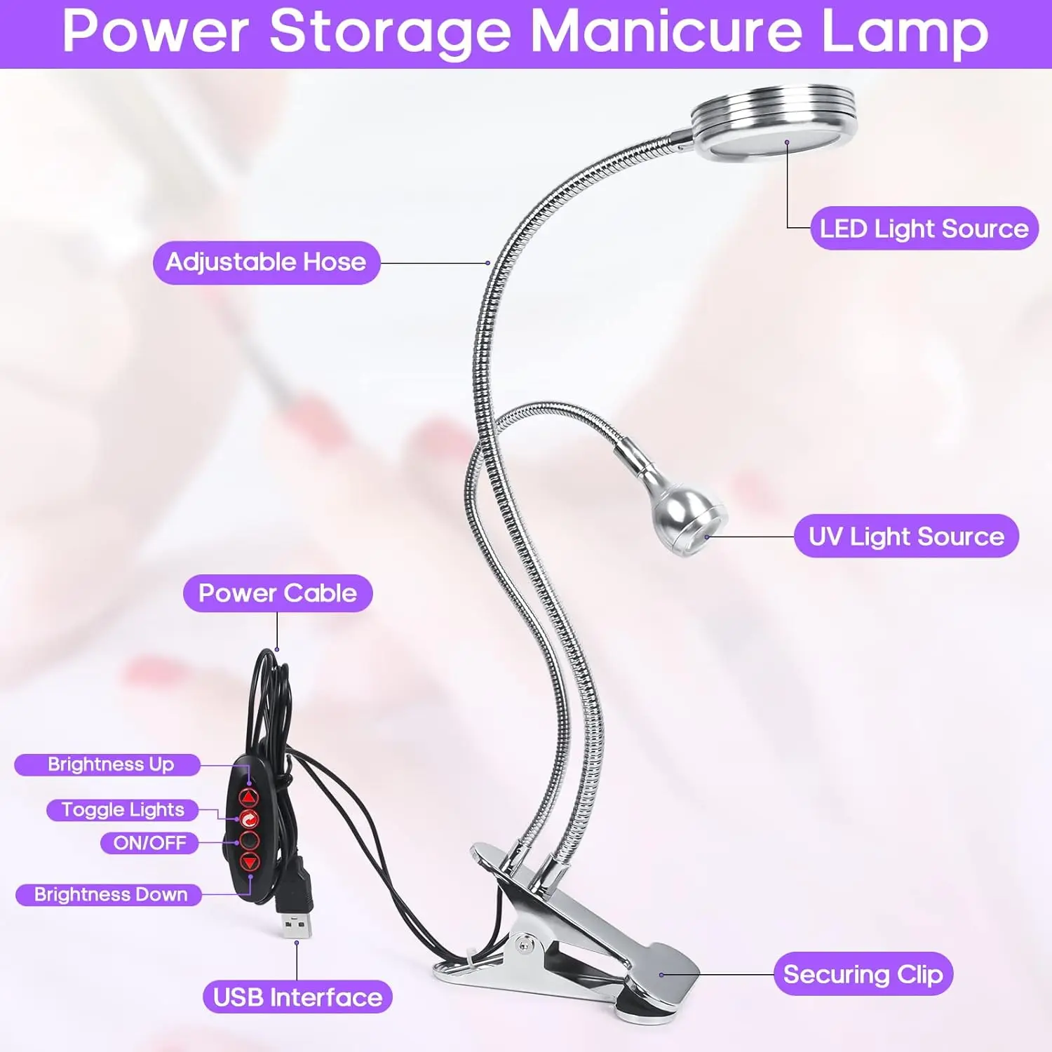 Лампа для сушки ногтей с двумя головками и быстрой сушкой