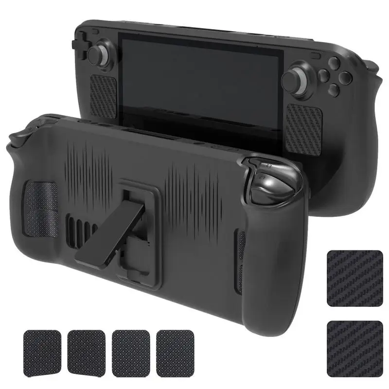

For Steams Deck Adjustable Kickstand Case Shockproof Protective Shell Tempered Film Protector with Stand Base for Steams Deck